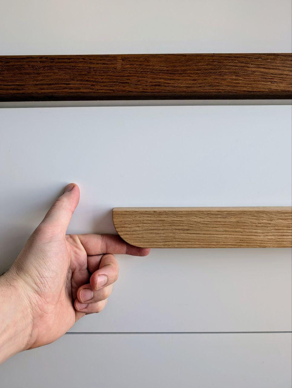 Oak Line Cabinet Handle – Long Minimalist Wooden Drawer Pull (Single Piece)