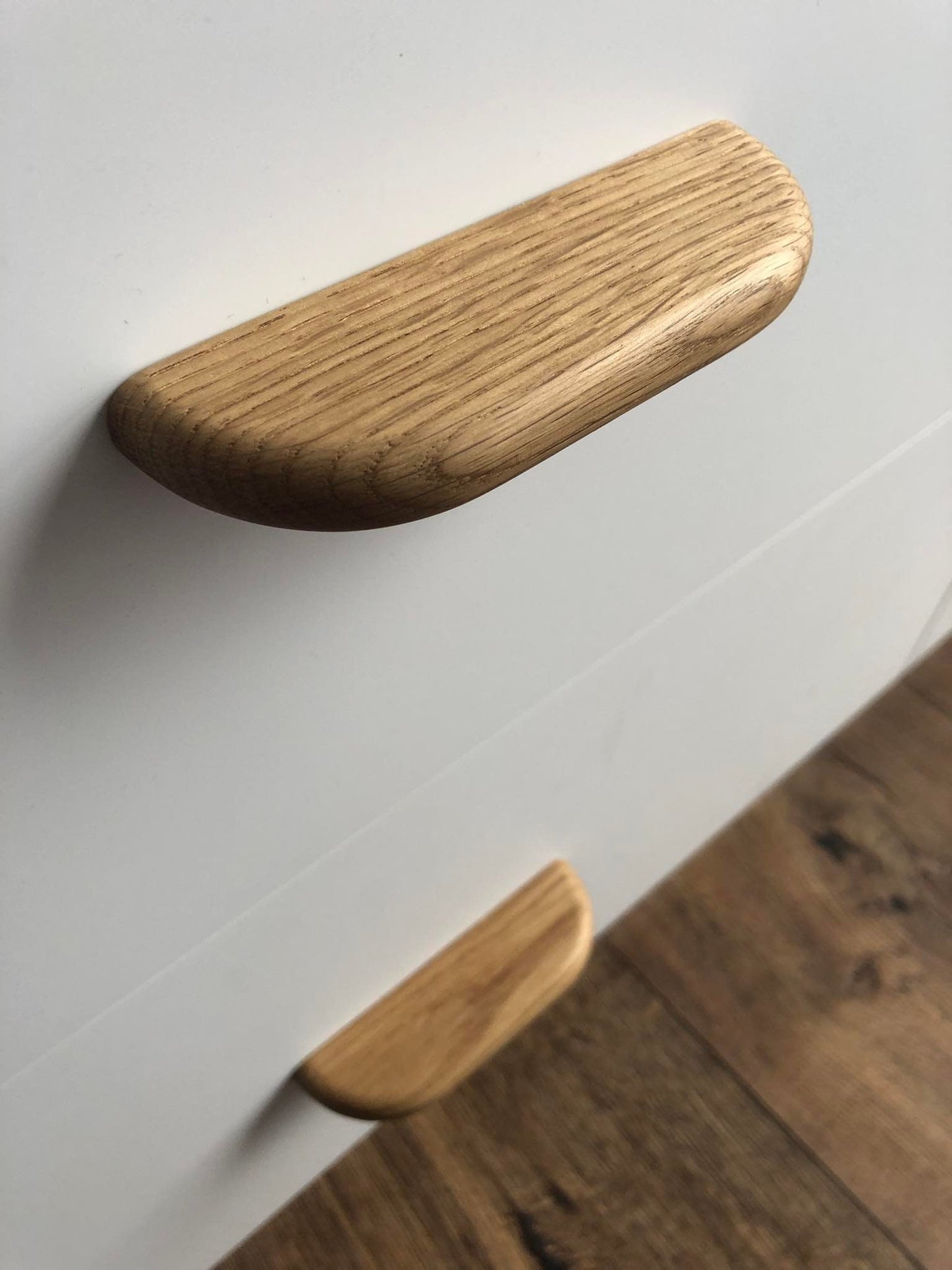 Ultra Thin Oak Cabinet Handle – Long Minimalist Wooden Drawer Pull