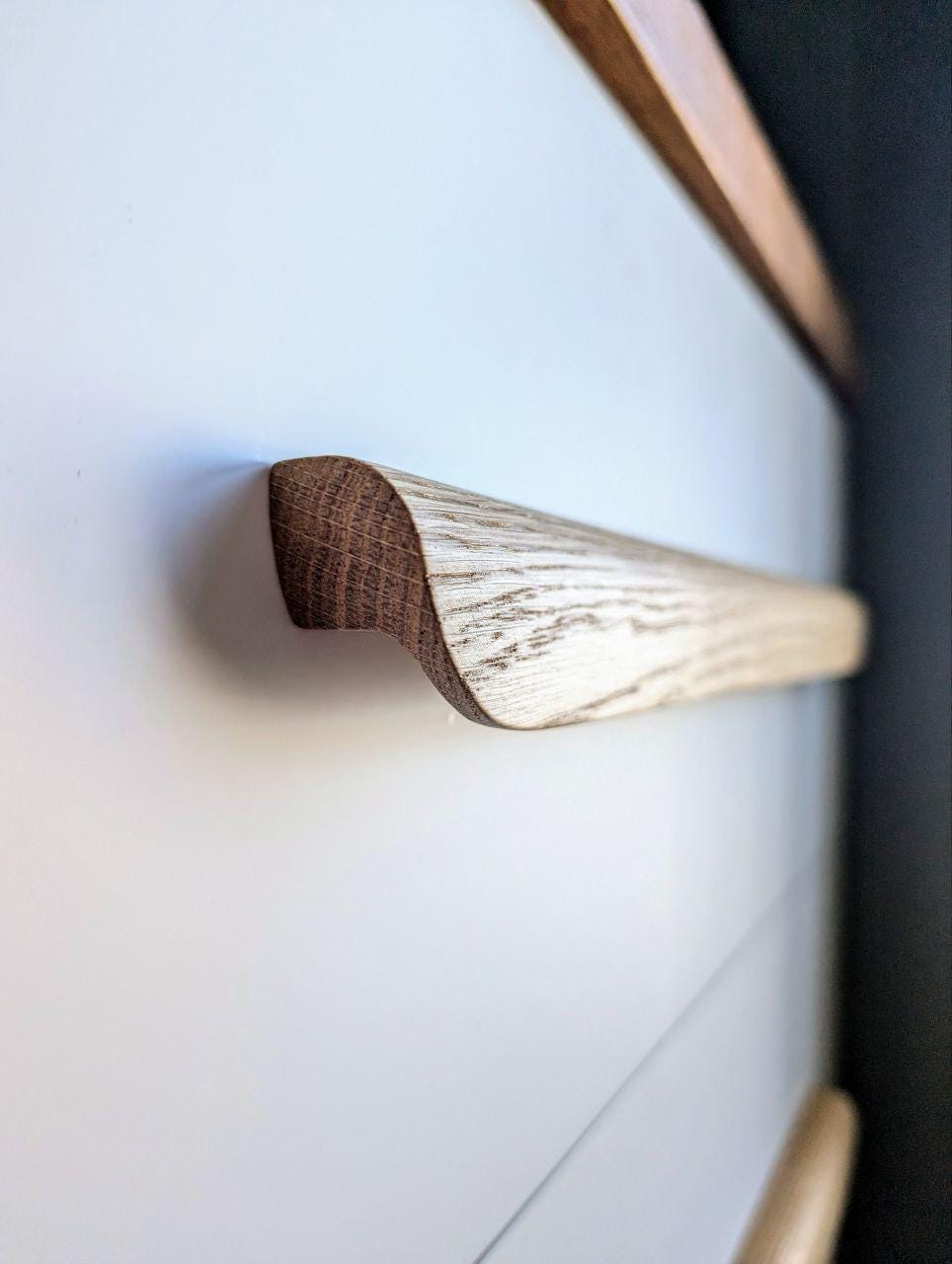 Oak Cabinet Handle – Long Minimalist Wooden Drawer Pull (Single Piece)