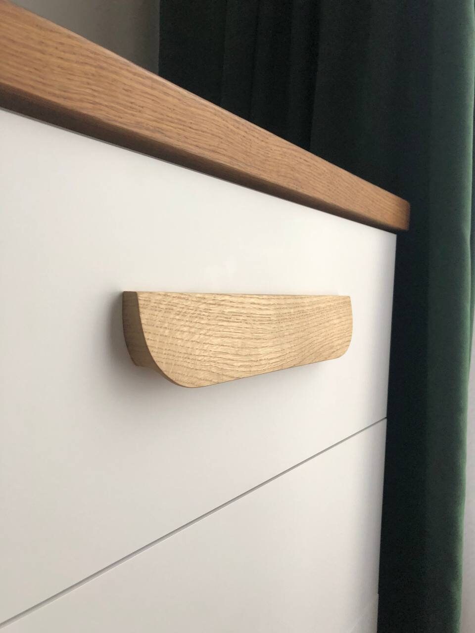 Wide Oak Cabinet Handle – Long Minimalist Wooden Drawer Pull