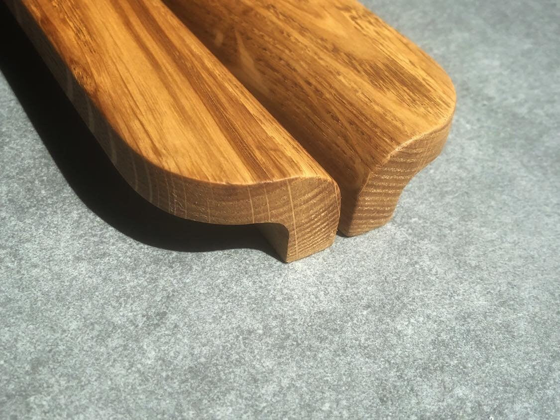 Set of 12 Oak Handles – 5 Inch Minimalist Wooden Cabinet Pulls