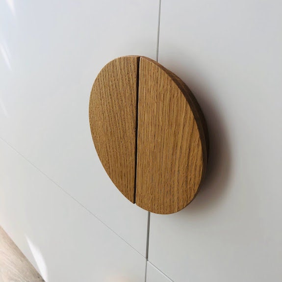 Half Moon Oak Cabinet Handle Solid Wood Drawer Pull Modern Wardrobe Knob
