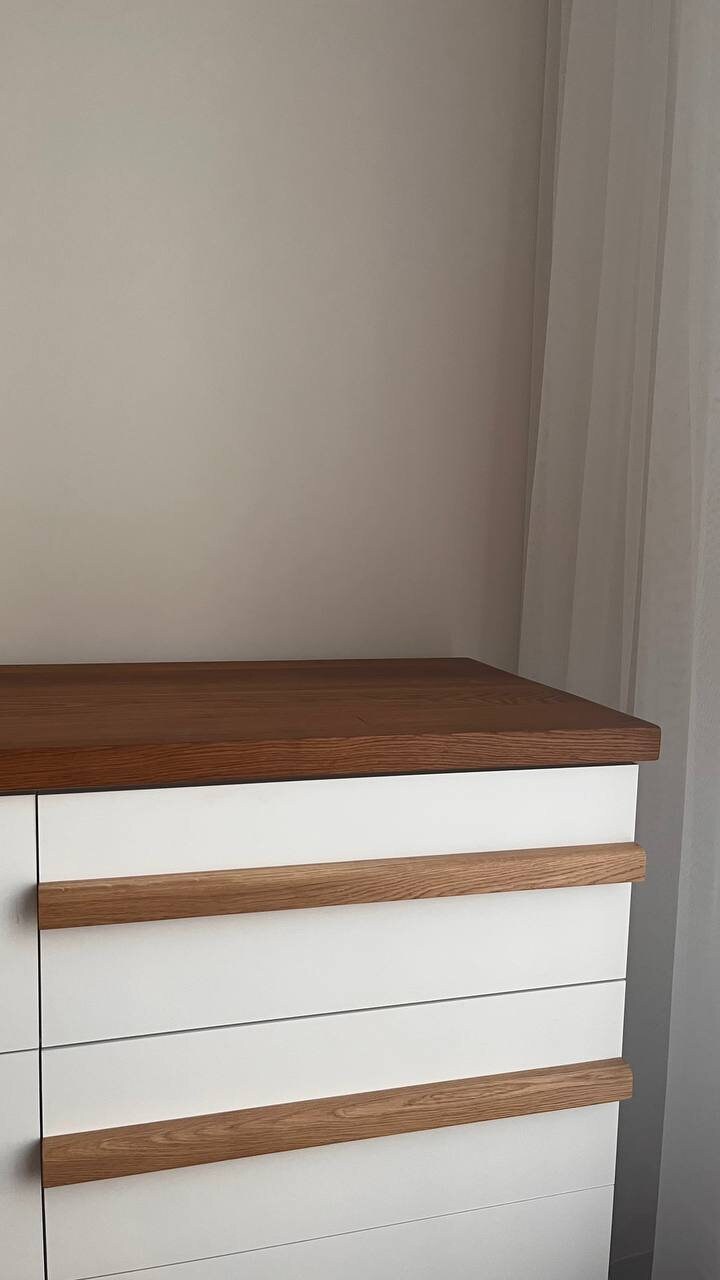 Long Oak Cabinet Handle – 20 to 25 Inch Minimalist Wooden Drawer Pull