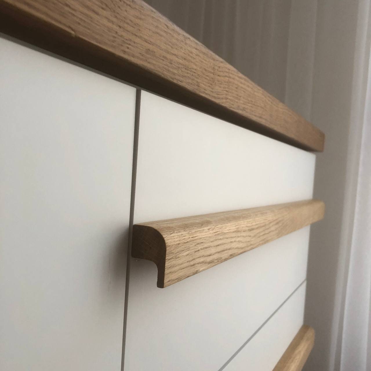Long Oak Cabinet Handle – 20 to 25 Inch Minimalist Wooden Drawer Pull
