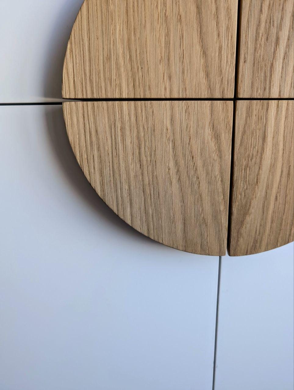 Set of 4 Half Moon Oak Handles – Solid Wood Cabinet Pulls and Drawer Knobs