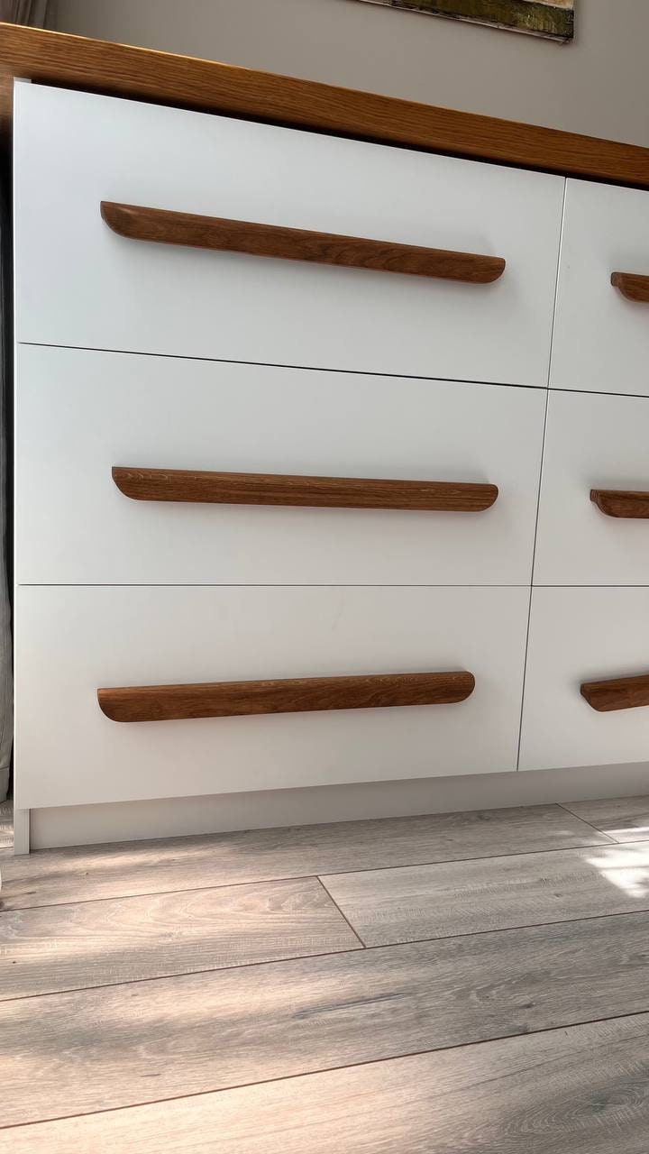 Long Oak Cabinet Handle – 16 to 23 Inch Minimalist Wooden Drawer Pull