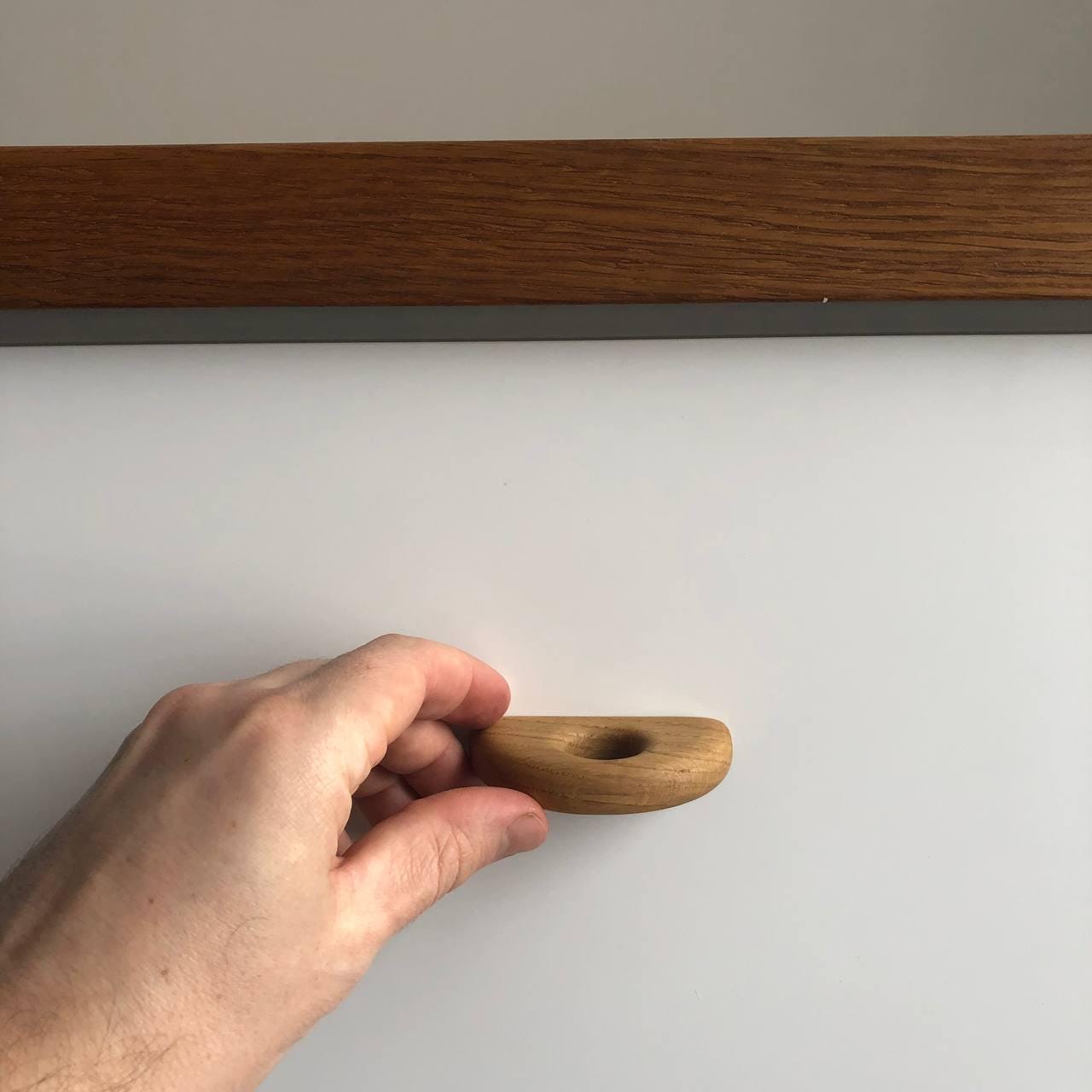 Short Oak Cabinet Handle – 3 Inch Minimalist Wooden Drawer Pull