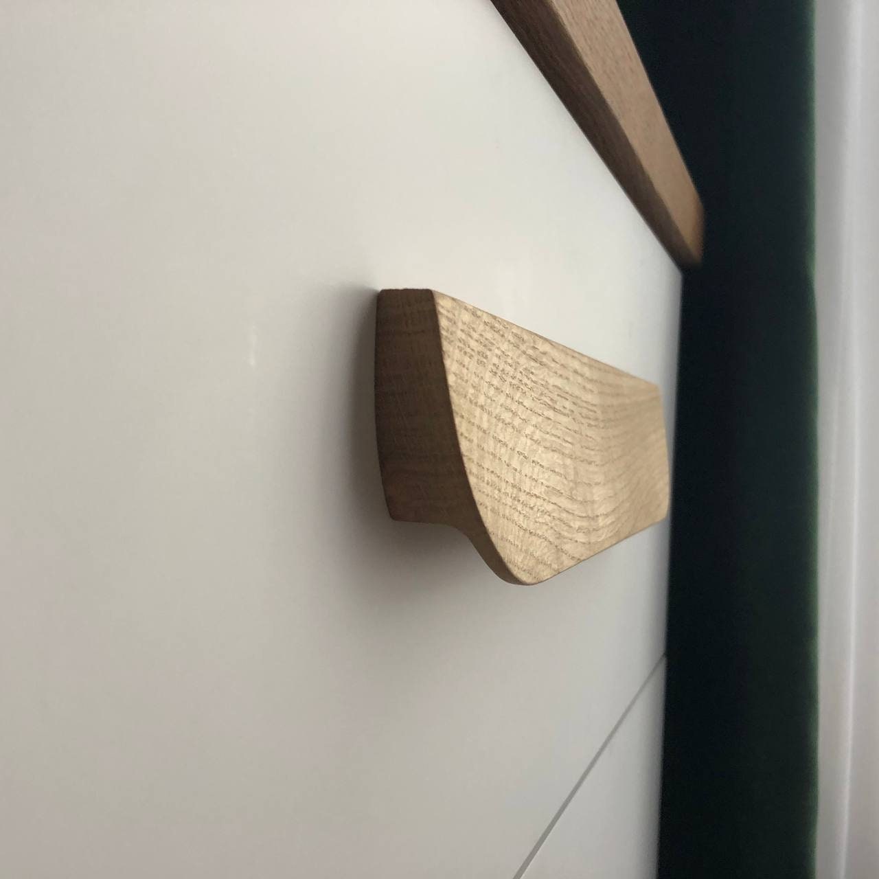 Wide Oak Cabinet Handle – Long Minimalist Wooden Drawer Pull