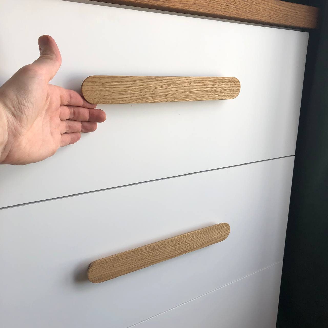 Oak Cabinet Handle – Long Minimalist Wooden Drawer Pull
