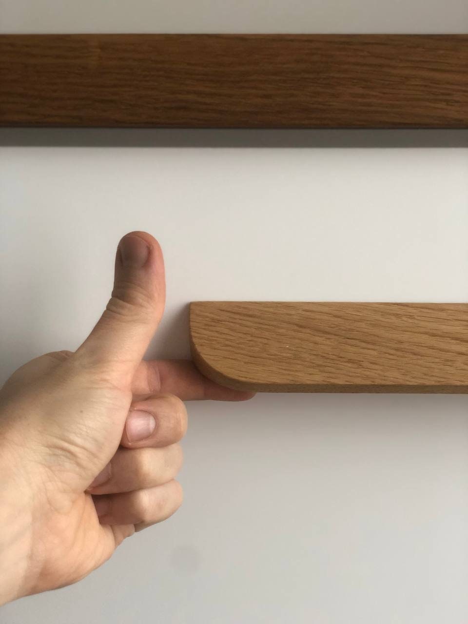 Slim Oak Cabinet Handles | Wooden Drawer Pulls (Pair)