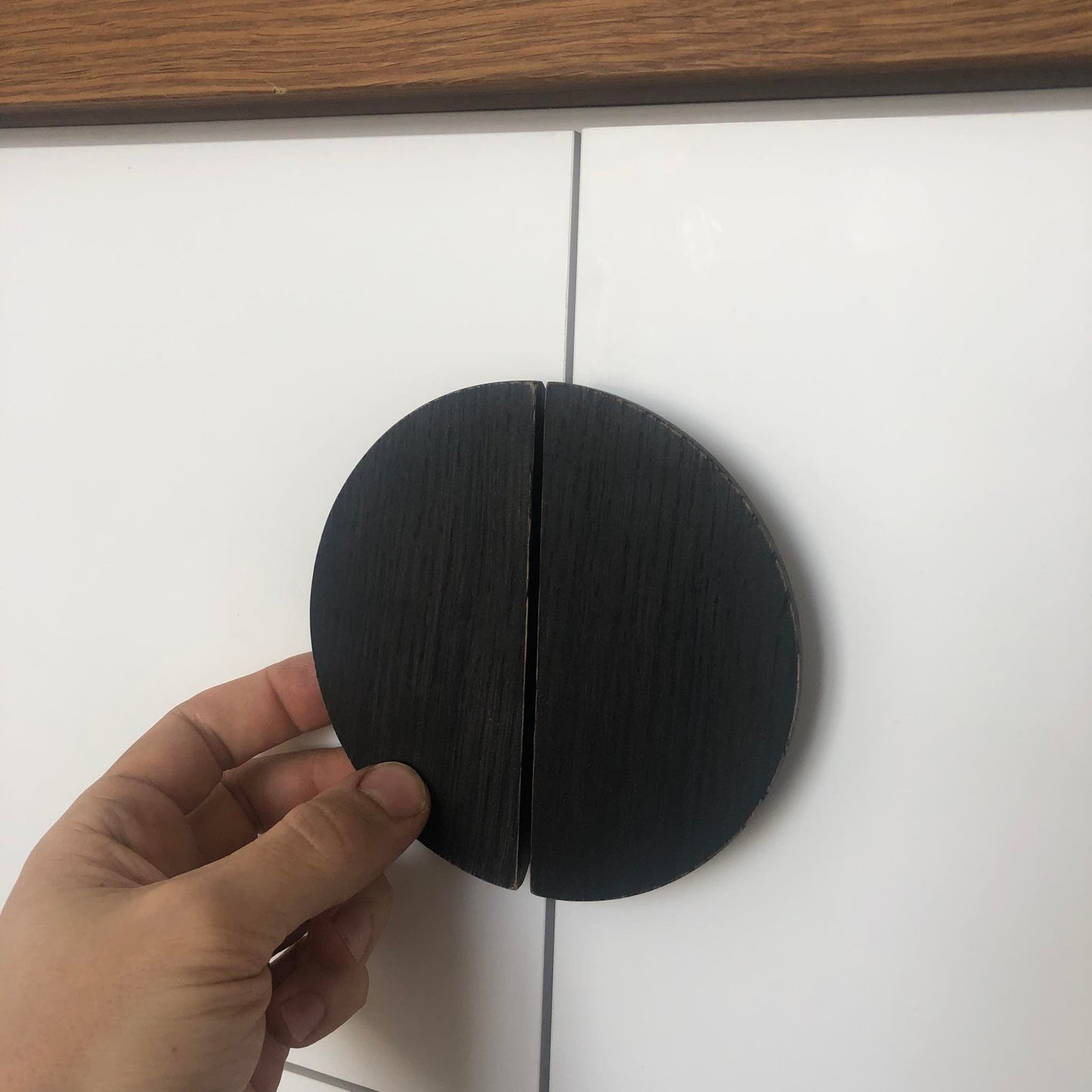 Half Moon Oak Handle – Solid Wood Cabinet Pull for Wardrobes and Drawers