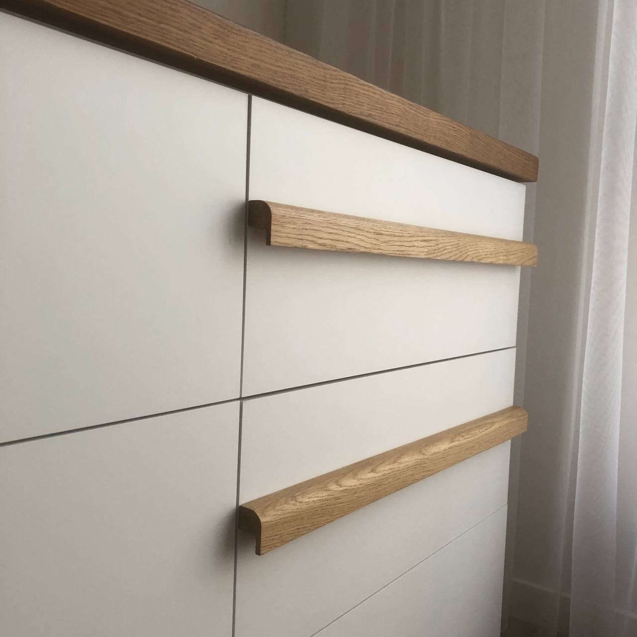 Long Oak Cabinet Handle – 20 to 25 Inch Minimalist Wooden Drawer Pull