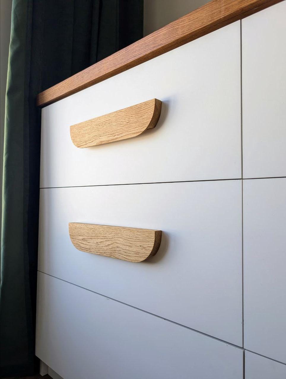 Oak Cabinet Handle – Long Minimalist Wooden Drawer Pull