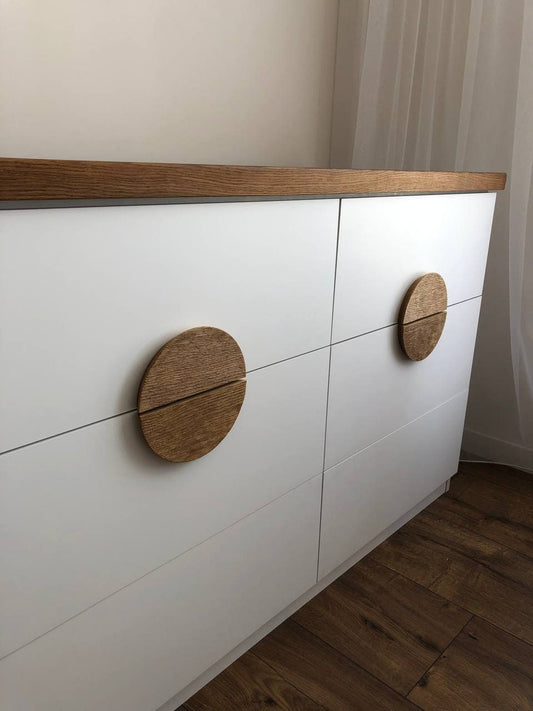 Half Moon Oak Handle – Modern Wooden Semicircular Cabinet Pull