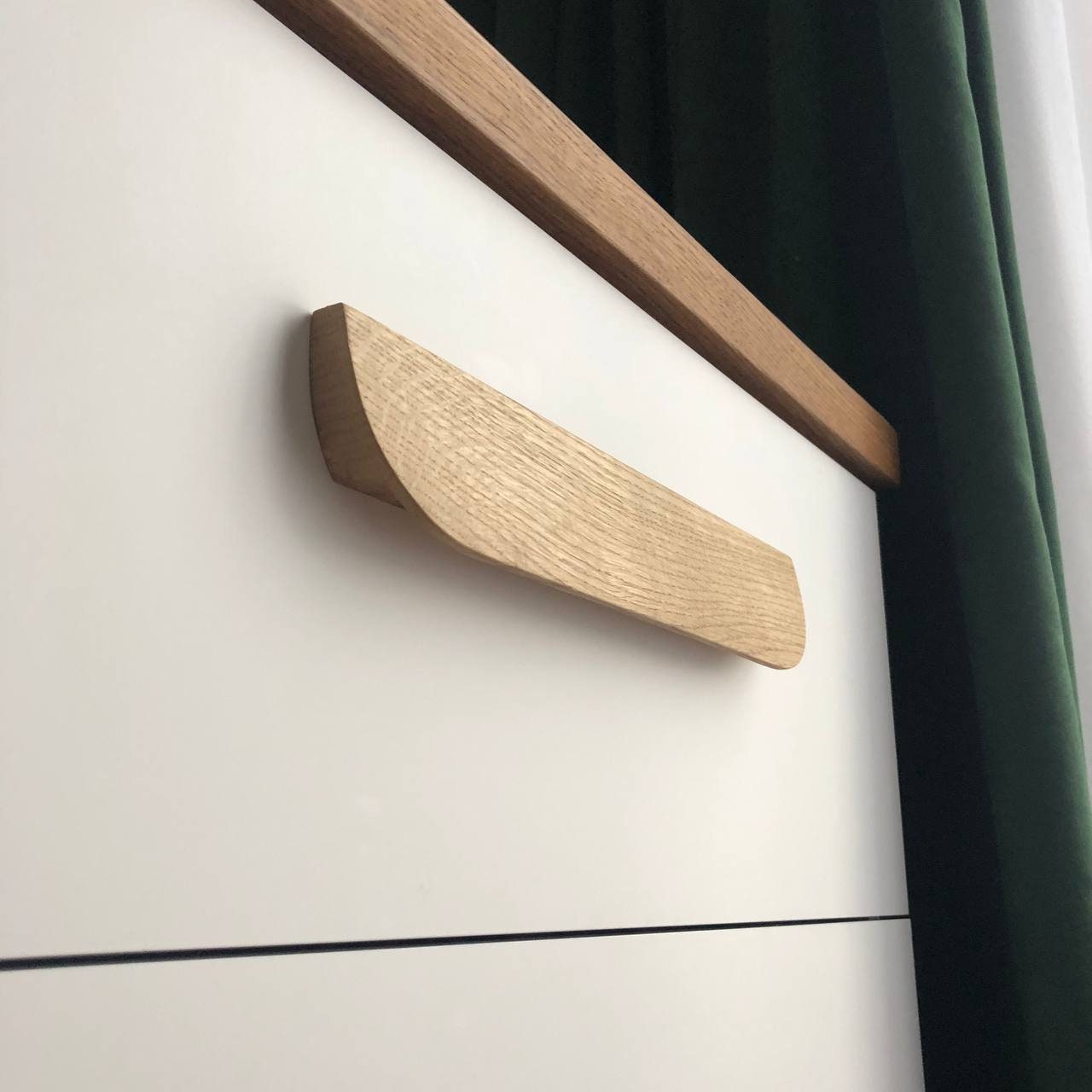 Wide Oak Cabinet Handle – Long Minimalist Wooden Drawer Pull