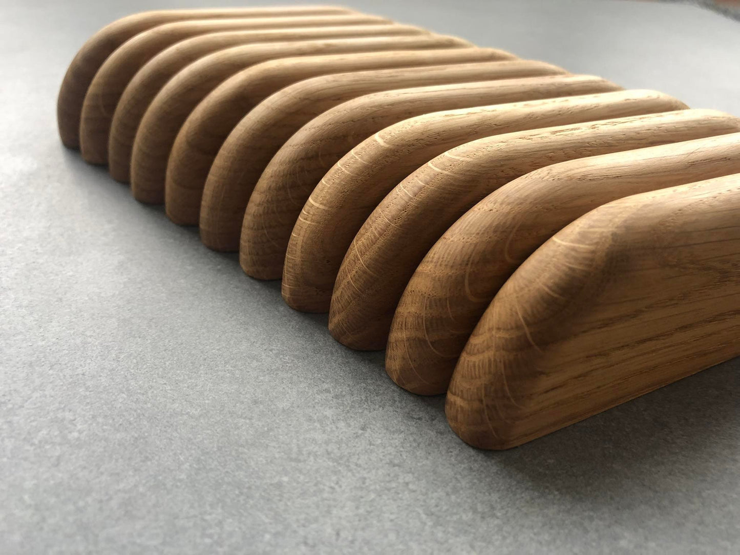 Ultra Thin Oak Cabinet Handle – Long Minimalist Wooden Drawer Pull