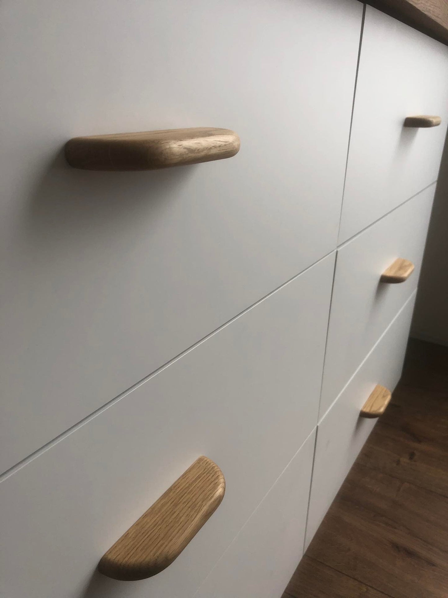 Ultra Thin Oak Cabinet Handle – Long Minimalist Wooden Drawer Pull