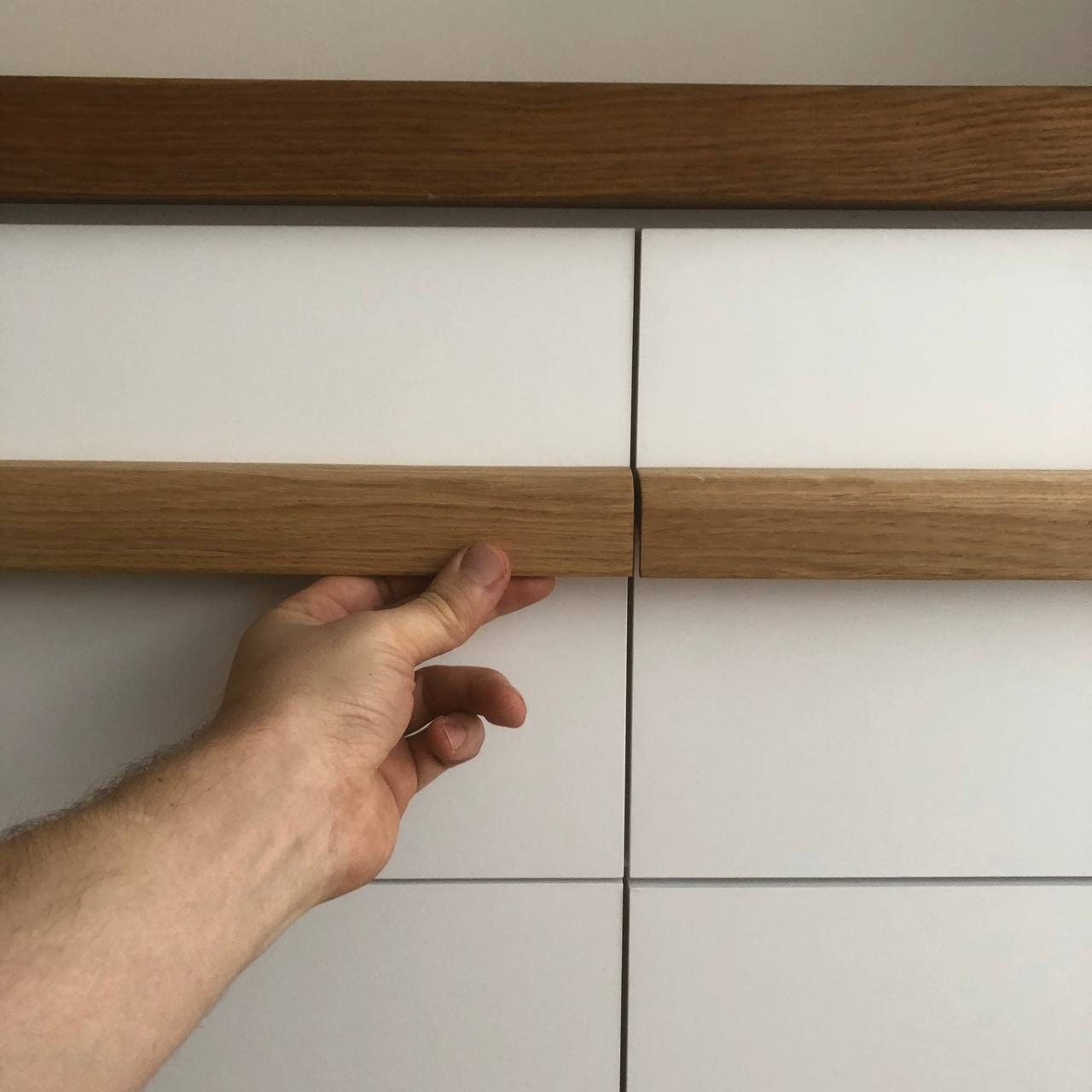 Long Oak Cabinet Handle – 20 to 25 Inch Minimalist Wooden Drawer Pull