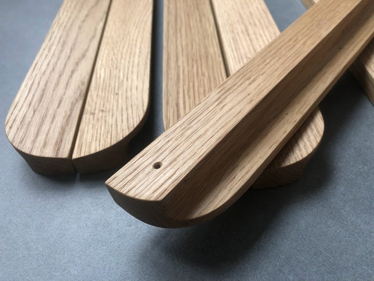 Long Oak Cabinet Handle – Slim Minimalist Wooden Drawer Pull