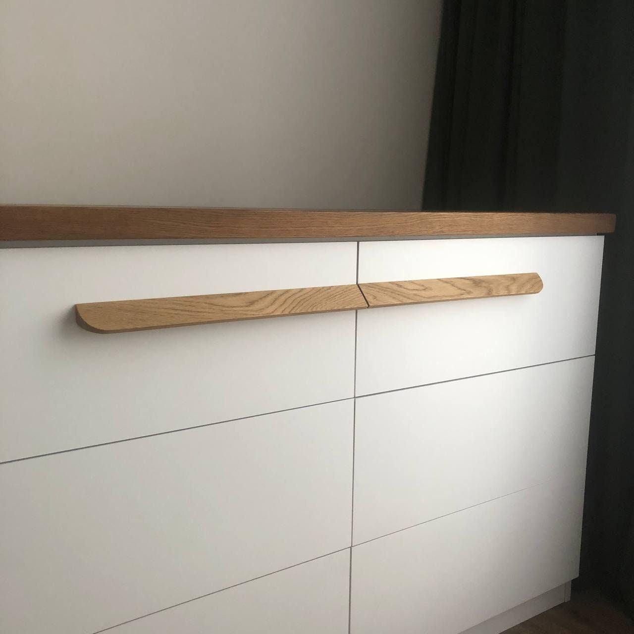 Slim Oak Cabinet Handles | Wooden Drawer Pulls (Pair)