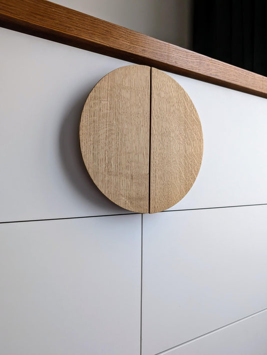 Giant Half Moon Oak Handle – Large Solid Wood Cabinet Pull (Single or Pair)