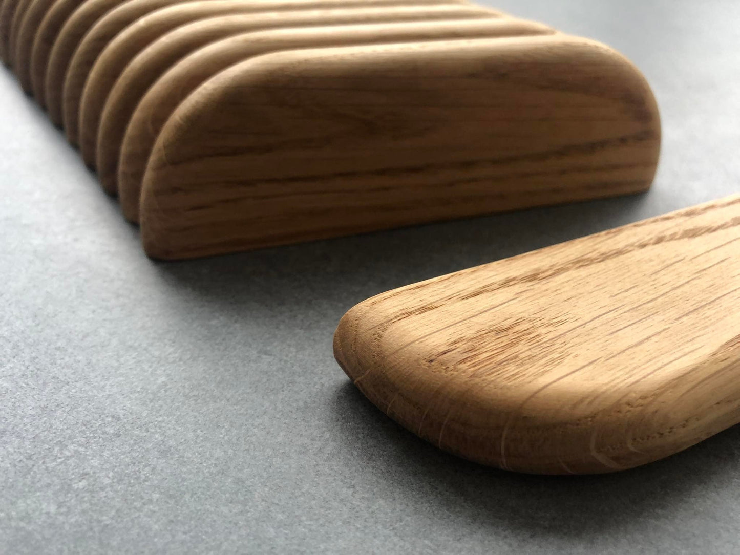 Ultra Thin Oak Cabinet Handle – Long Minimalist Wooden Drawer Pull
