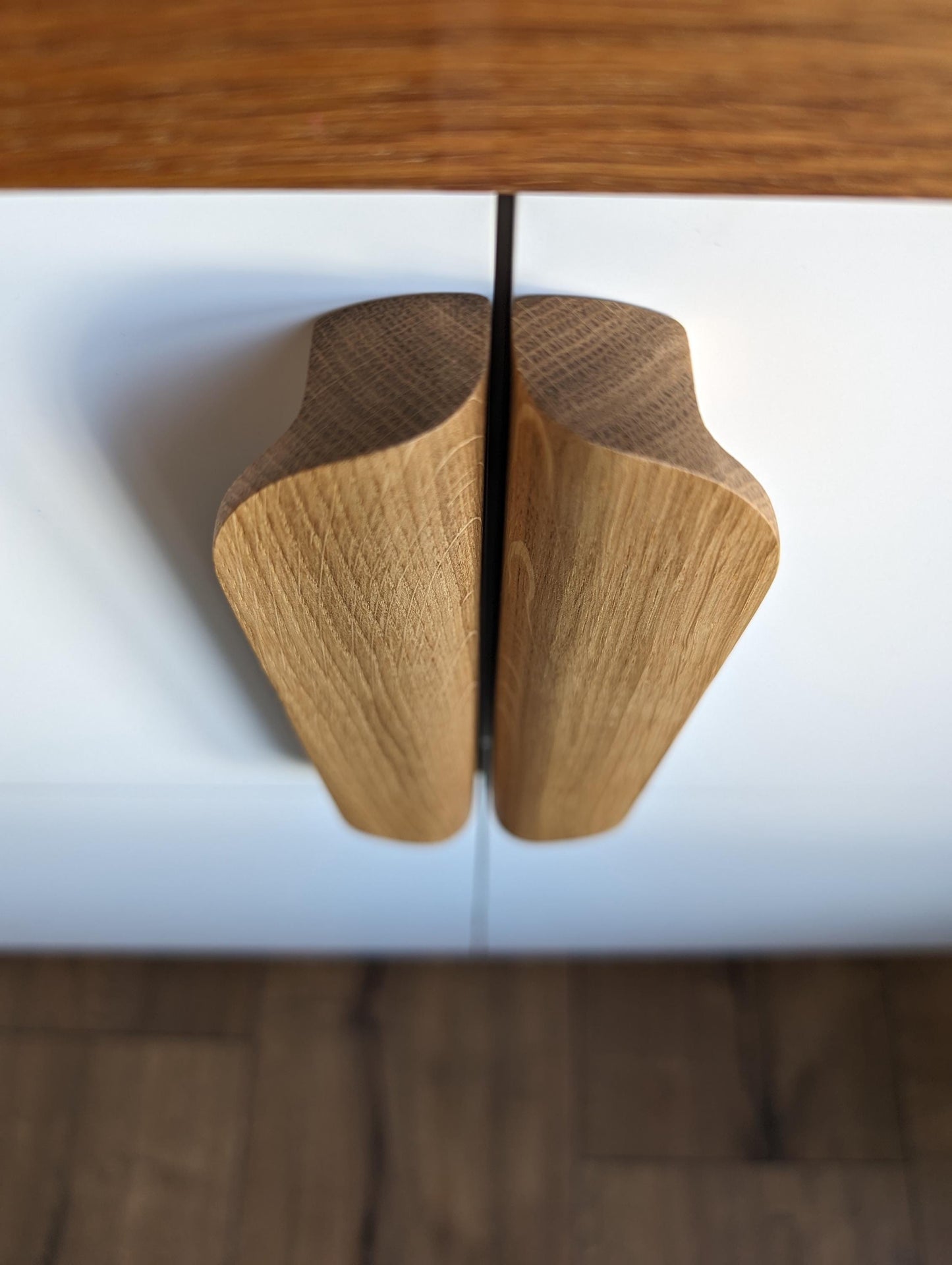 Oak Cabinet Handle – Long Minimalist Wooden Drawer Pull (Single Piece)