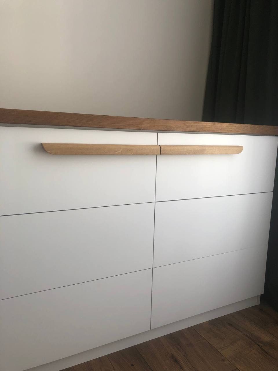 Oak Cabinet Handle Pair – Long Minimalist Wooden Drawer Pulls (Left & Right)