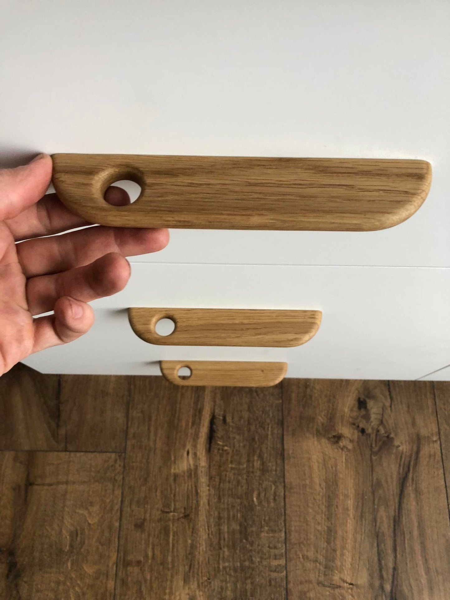 Thin Oak Handle – Long Minimalist Wooden Cabinet Pull