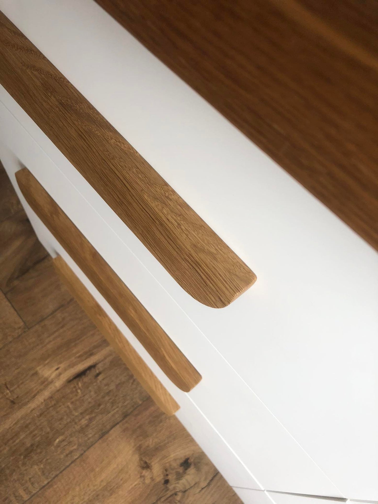 Long Oak Cabinet Handle – Slim Minimalist Wooden Drawer Pull