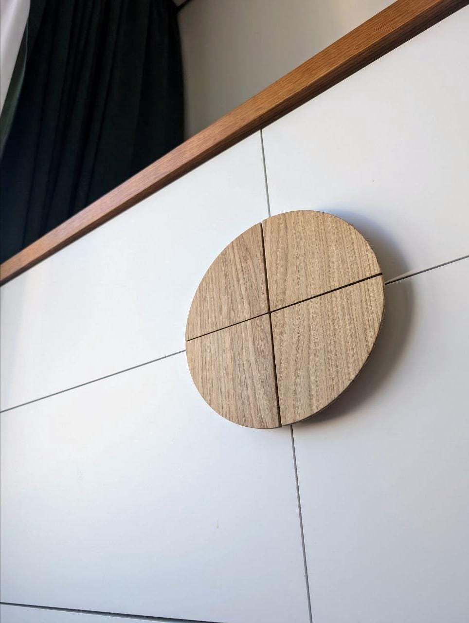 Set of 4 Half Moon Oak Handles – Solid Wood Cabinet Pulls and Drawer Knobs