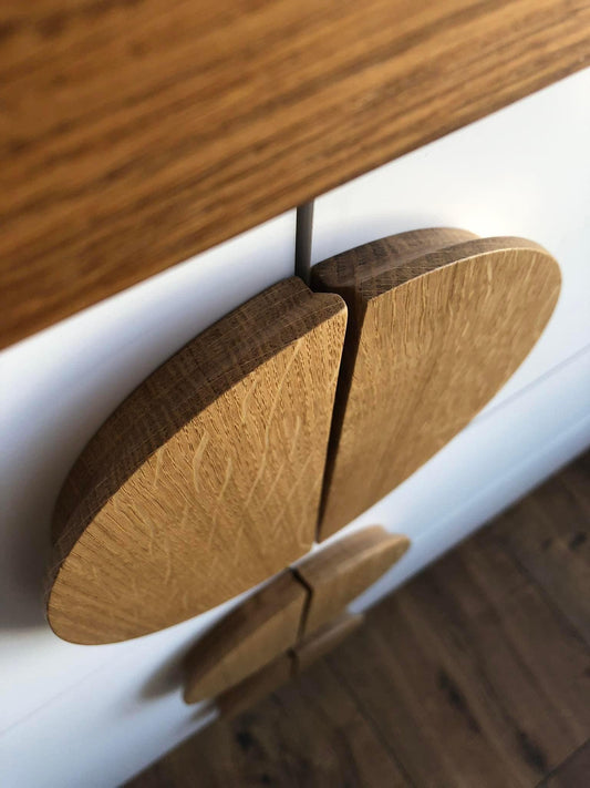 Half Moon Oak Cabinet Handle Solid Wood Drawer Pull Modern Wardrobe Knob