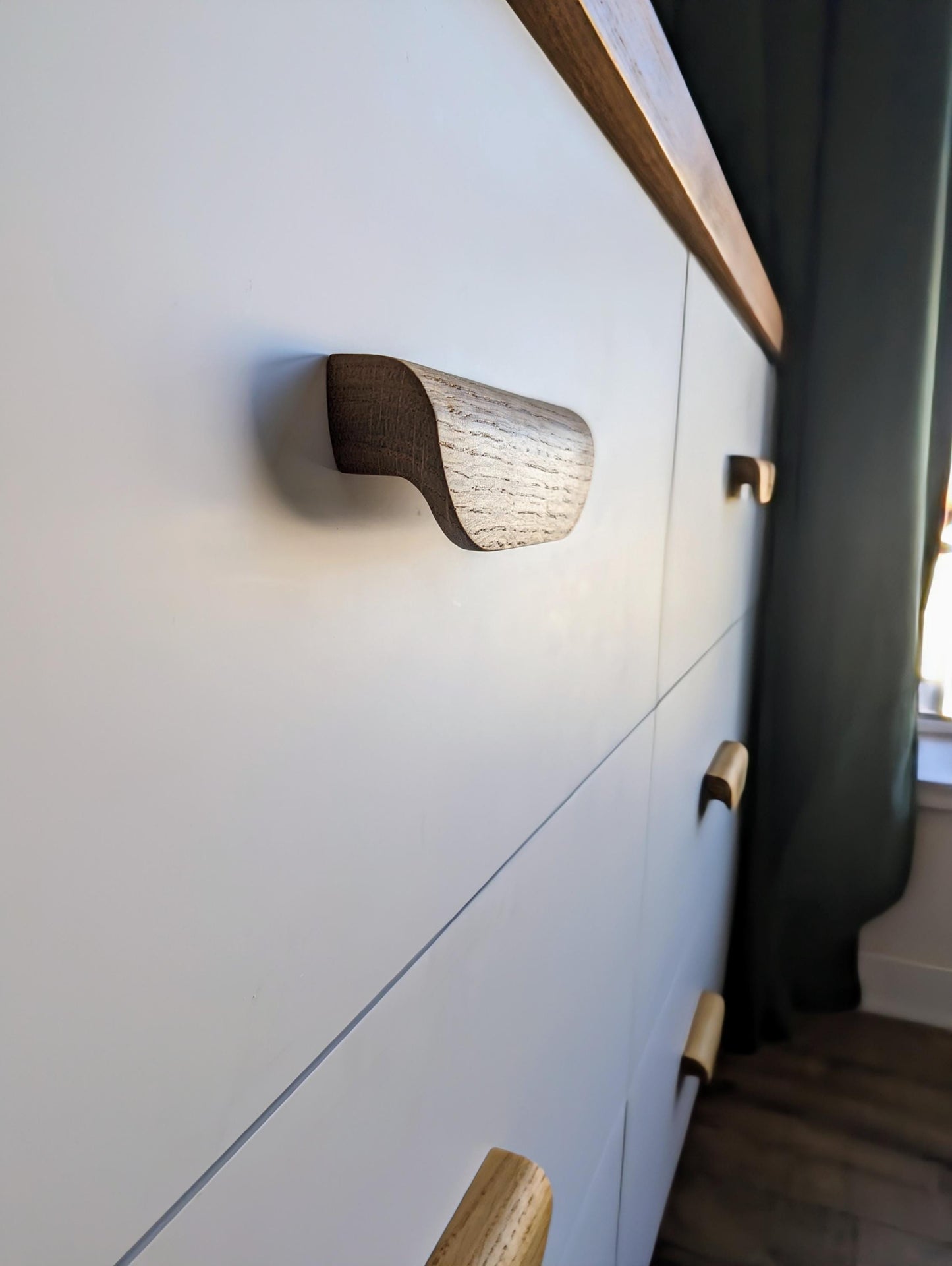 5 Inch Oak Arch Cabinet Handle – Minimalist Wooden Drawer Pull