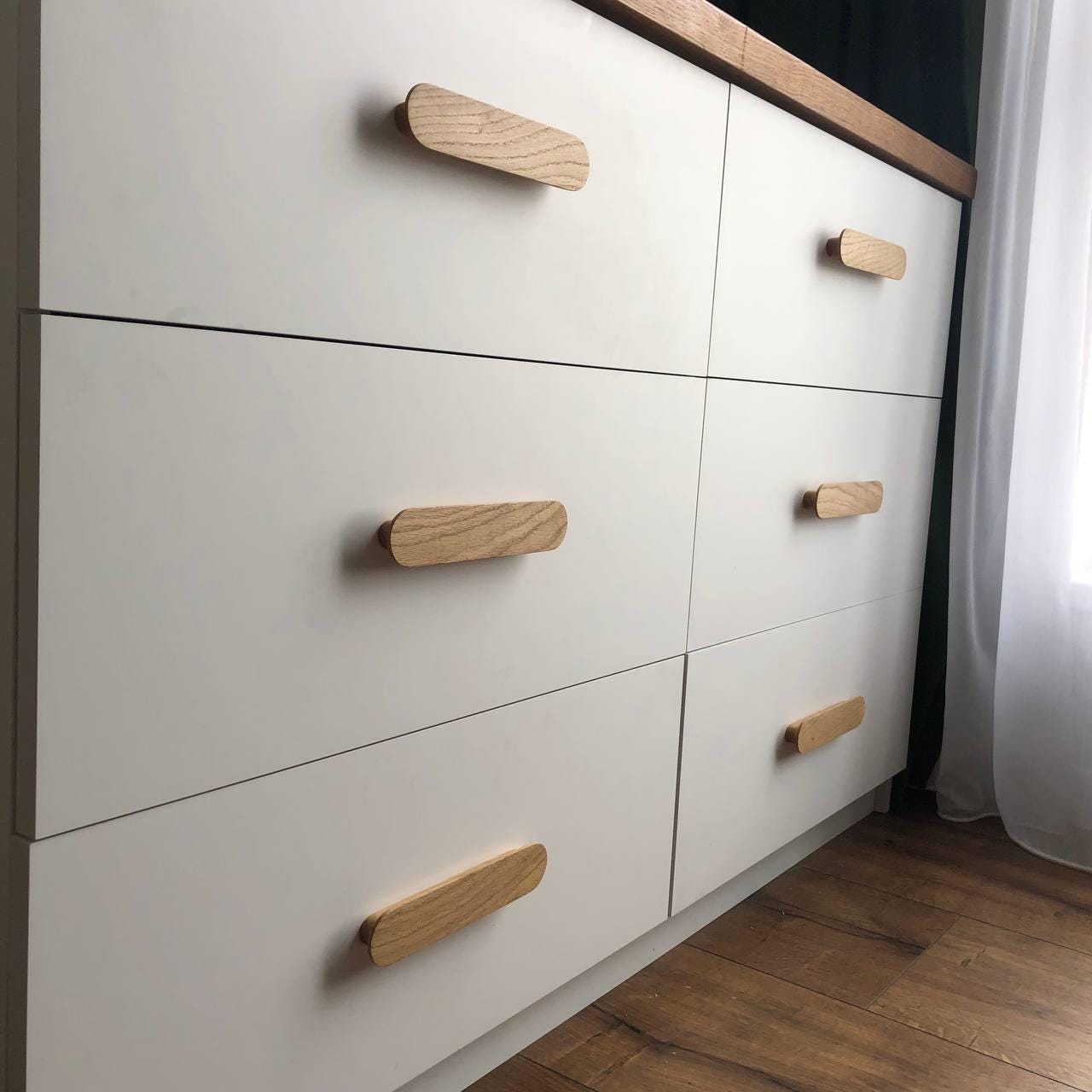 Oak Cabinet Handle – Long Minimalist Wooden Drawer Pull
