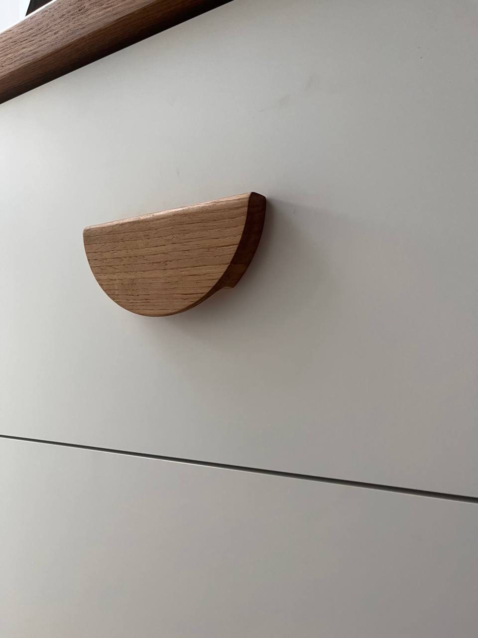Half Moon Wooden Handle – Oak and Ash Semicircular Cabinet Pull