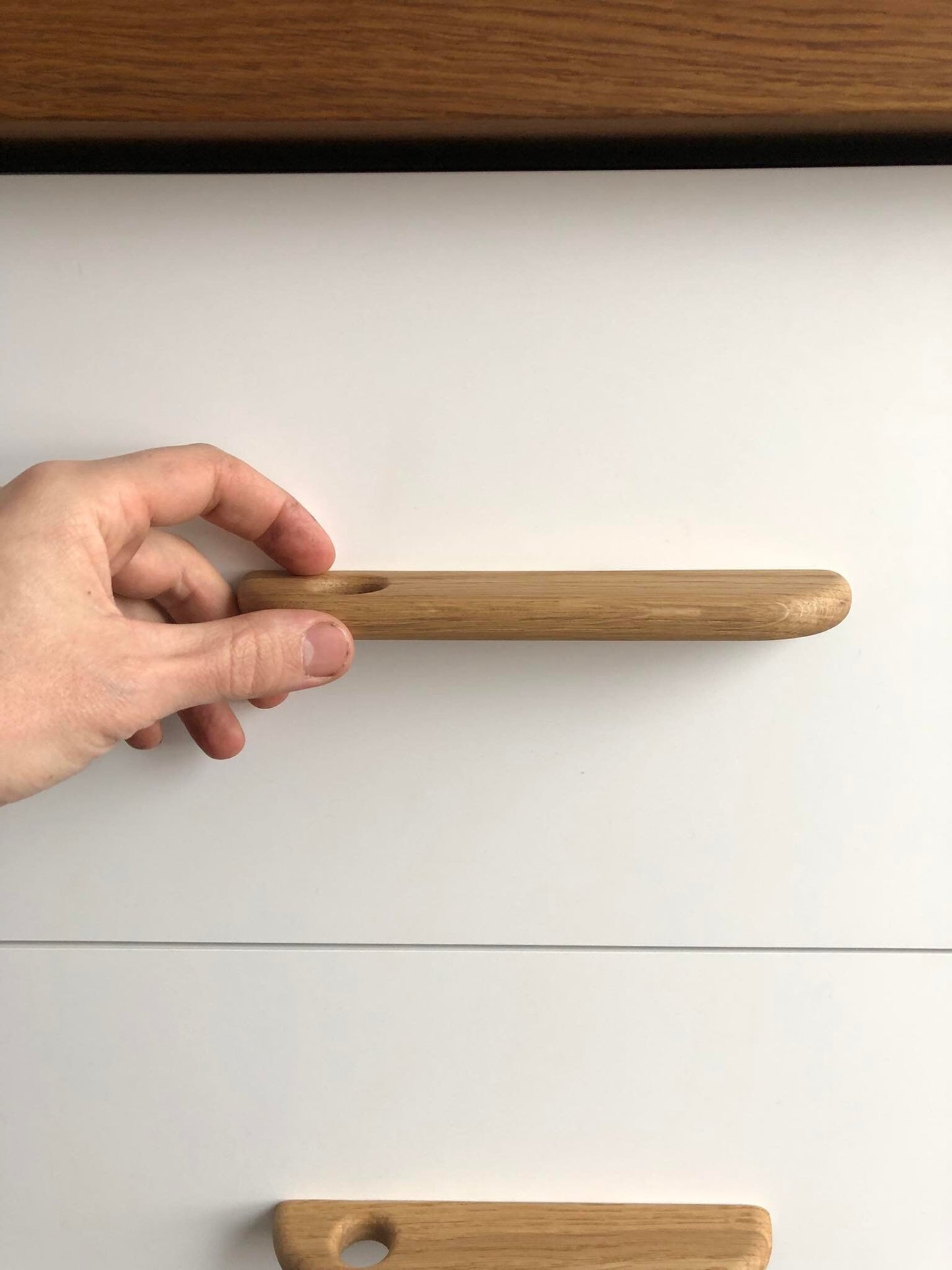 Thin Oak Handle – Long Minimalist Wooden Cabinet Pull