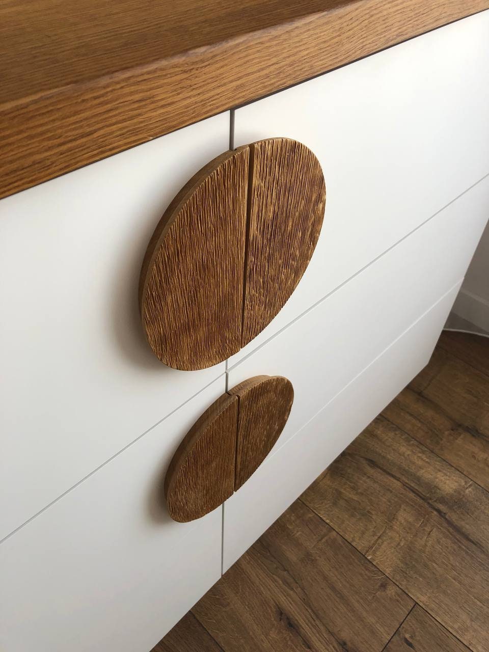 Half Moon Oak Handle – Modern Wooden Semicircular Cabinet Pull