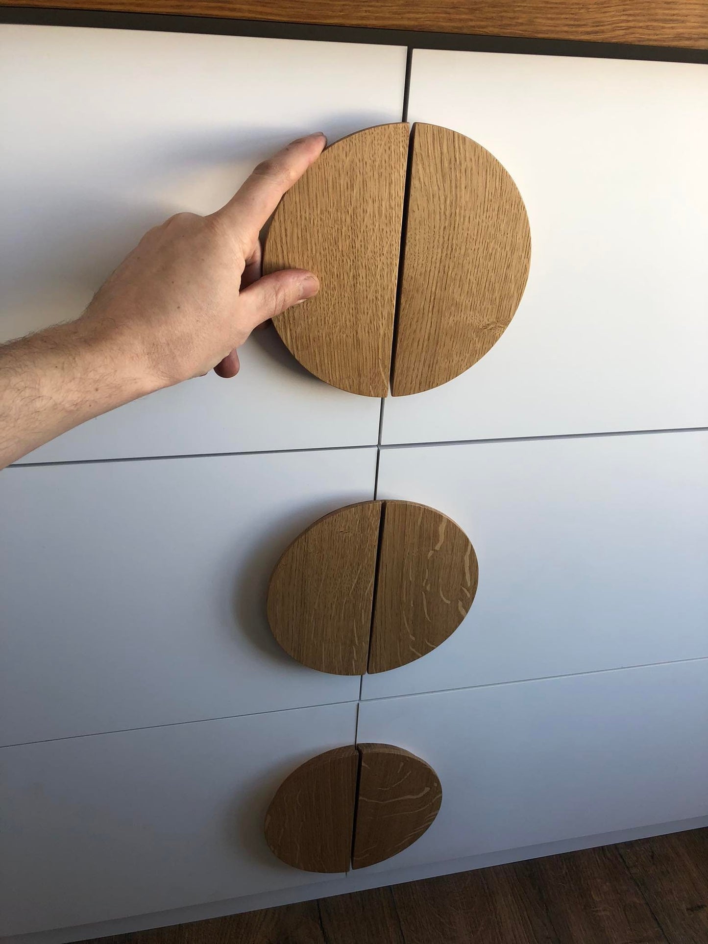 Half Moon Oak Cabinet Handle Solid Wood Drawer Pull Modern Wardrobe Knob