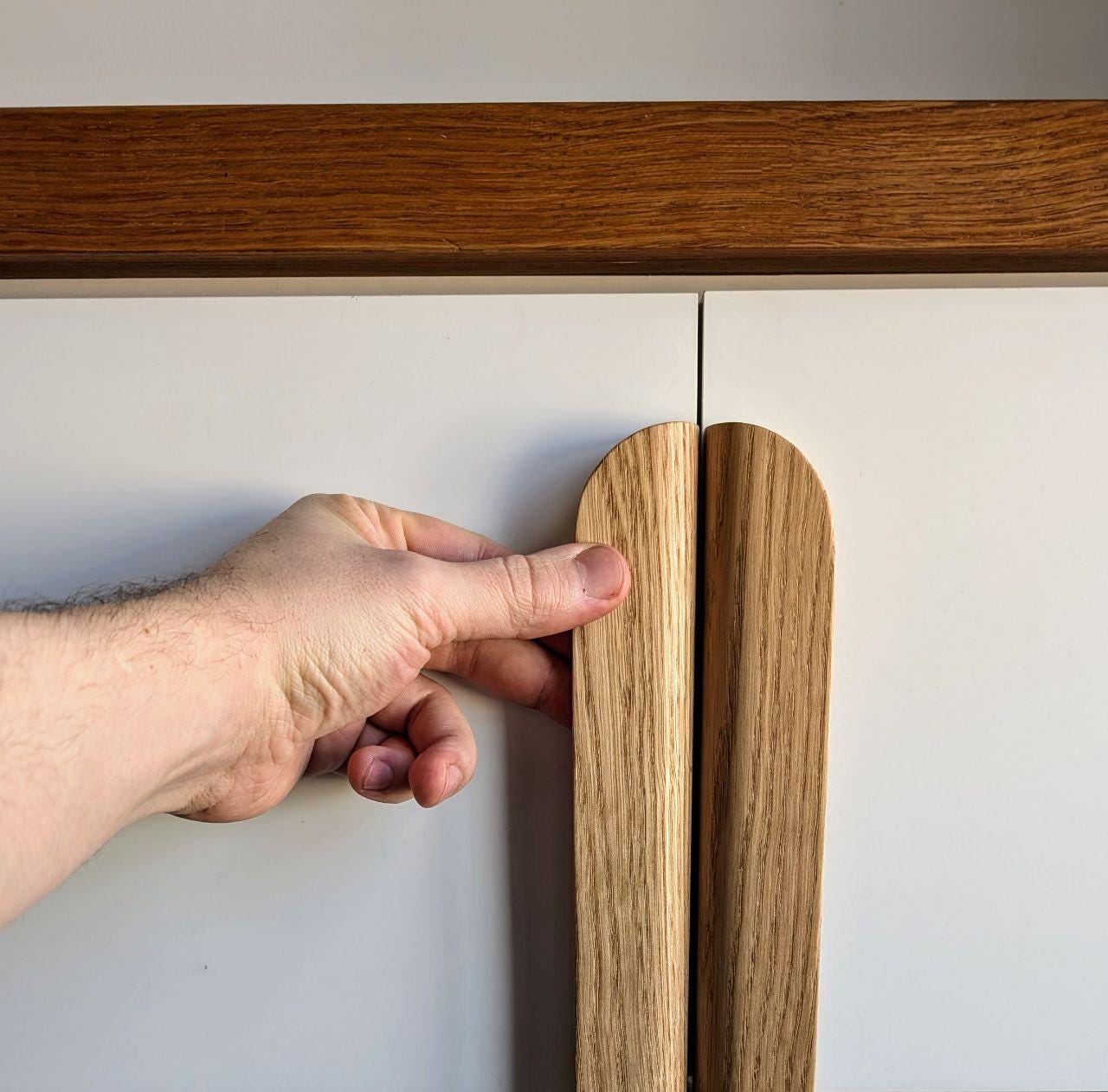 Oak Cabinet Handle – Long Minimalist Wooden Drawer Pull (Single Piece)