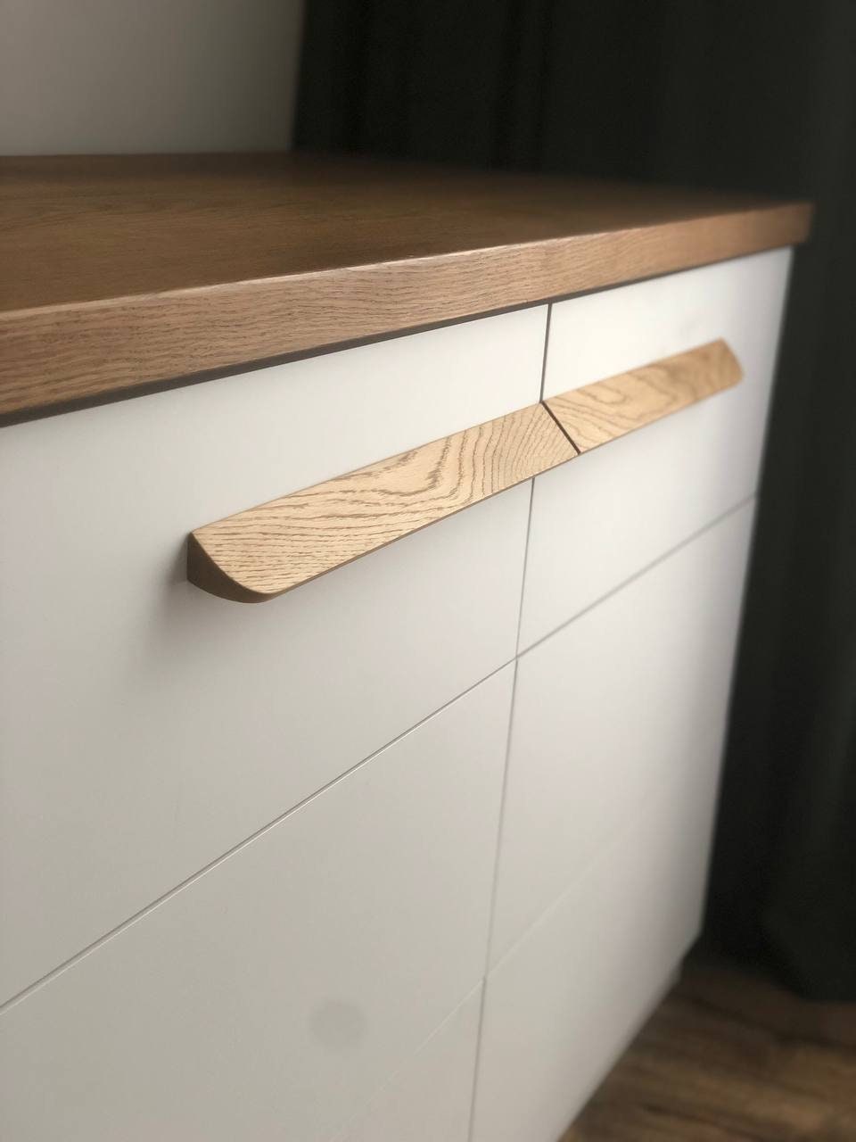 Slim Oak Cabinet Handles | Wooden Drawer Pulls (Pair)