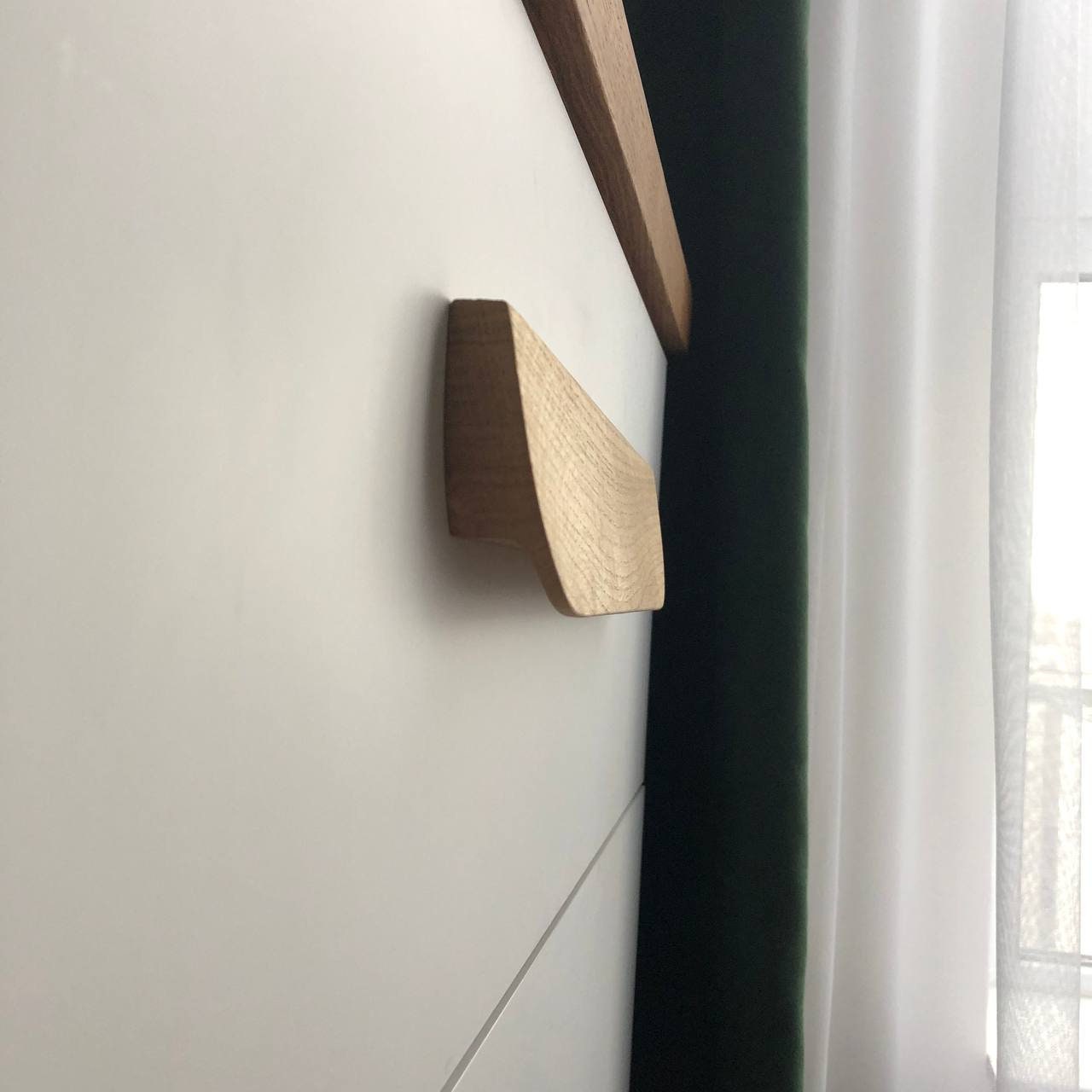 Wide Oak Cabinet Handle – Long Minimalist Wooden Drawer Pull