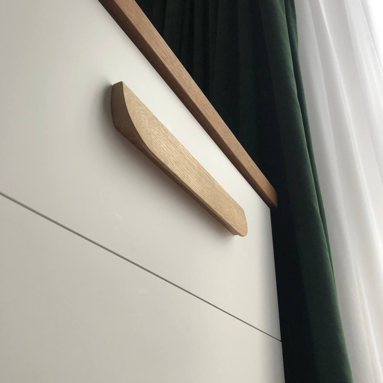 Wide Oak Cabinet Handle – Long Minimalist Wooden Drawer Pull