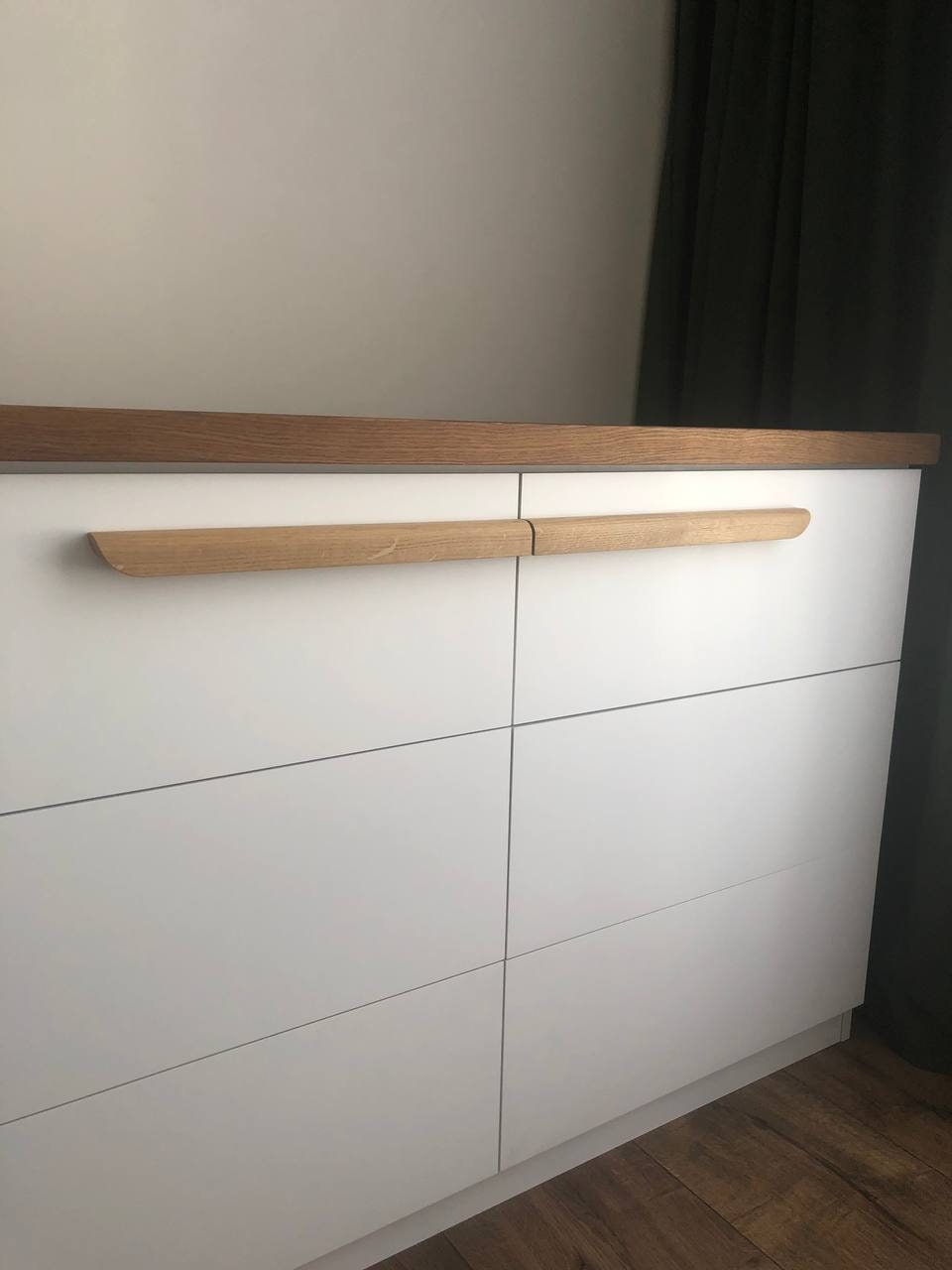 Oak Cabinet Handle Pair – Long Minimalist Wooden Drawer Pulls (Left & Right)