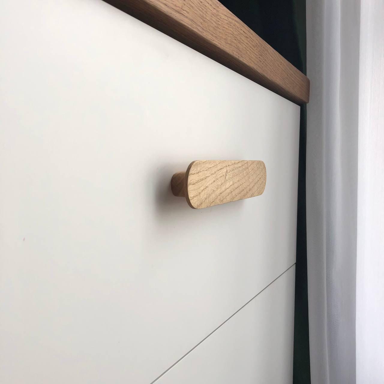 Oak Cabinet Handle – Long Minimalist Wooden Drawer Pull