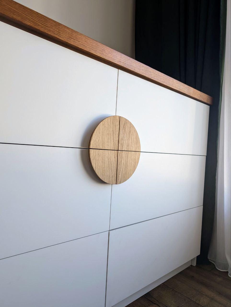 Set of 4 Half Moon Oak Handles – Solid Wood Cabinet Pulls and Drawer Knobs