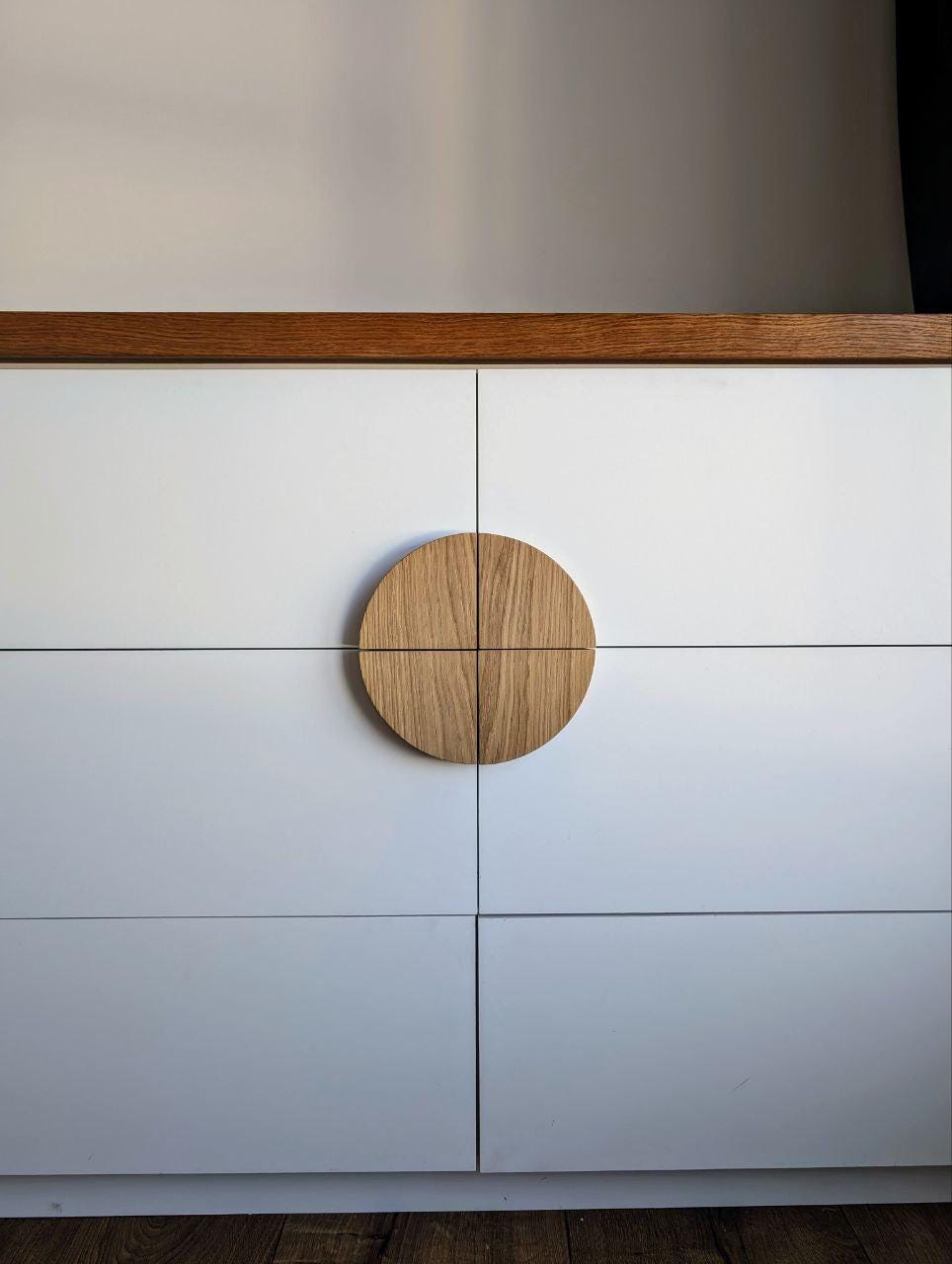 Set of 4 Half Moon Oak Handles – Solid Wood Cabinet Pulls and Drawer Knobs