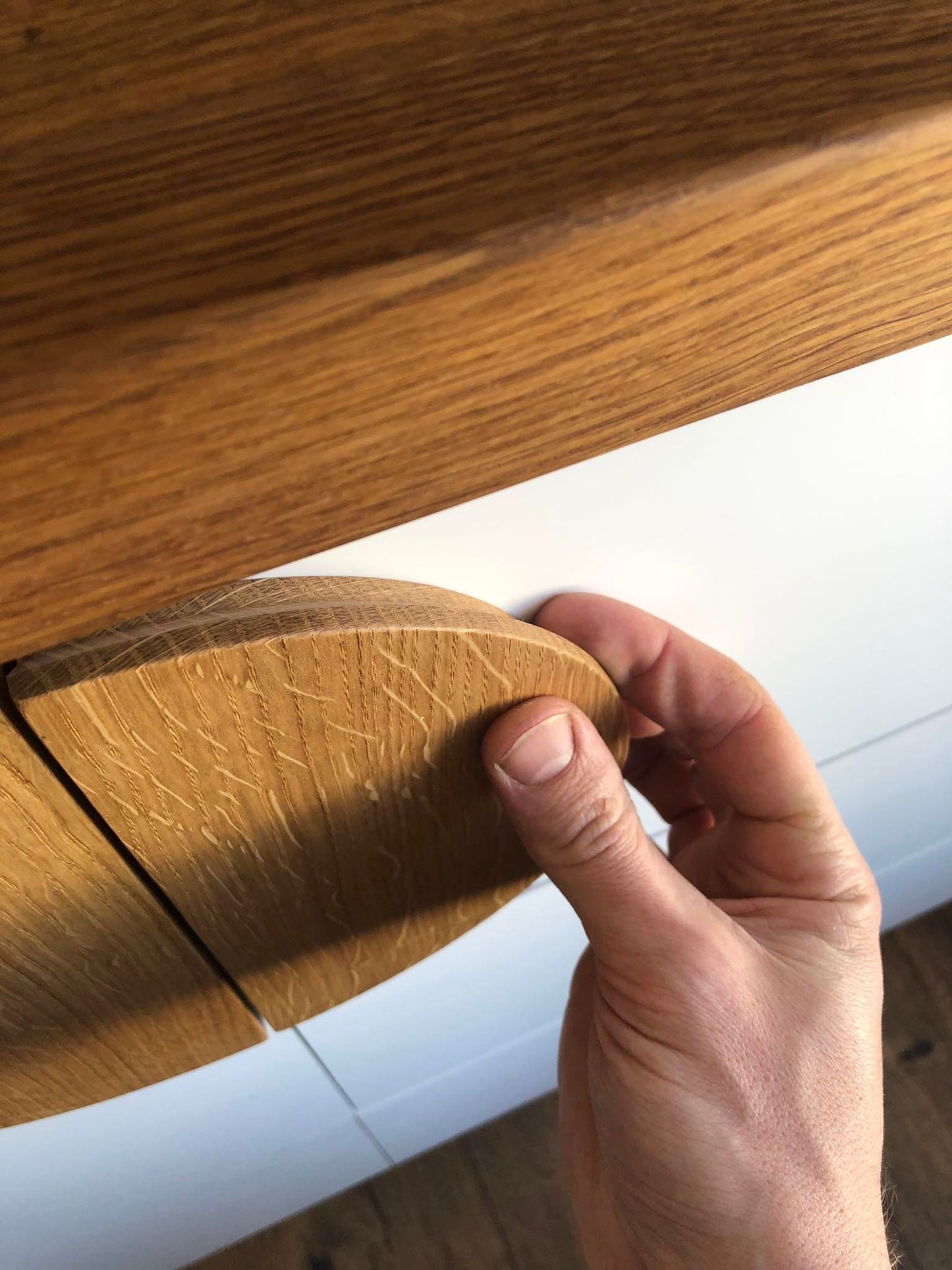 Half Moon Oak Cabinet Handle Solid Wood Drawer Pull Modern Wardrobe Knob