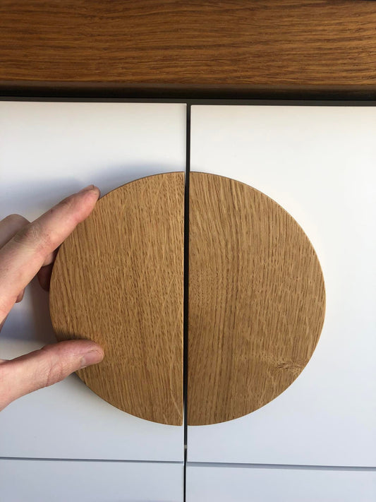 Half Moon Oak Cabinet Handle Solid Wood Drawer Pull Modern Wardrobe Knob