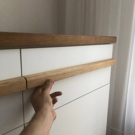 Long Oak Cabinet Handle – 20 to 25 Inch Minimalist Wooden Drawer Pull