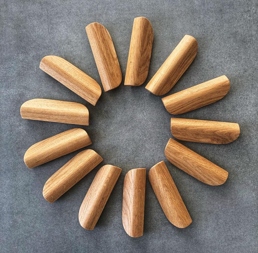 Set of 12 Oak Handles – 5 Inch Minimalist Wooden Cabinet Pulls